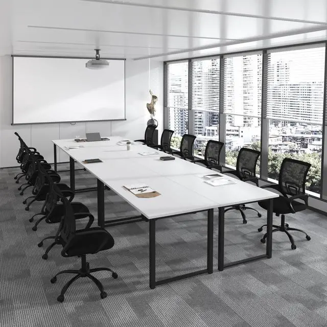 Alt view image 6 of 6 - 6FT Conference Table, 70.8" L x 31.5" W Office Table Meeting Room Table Modern Rectangular Boardroom Desk with Metal Frame, Black&Natural