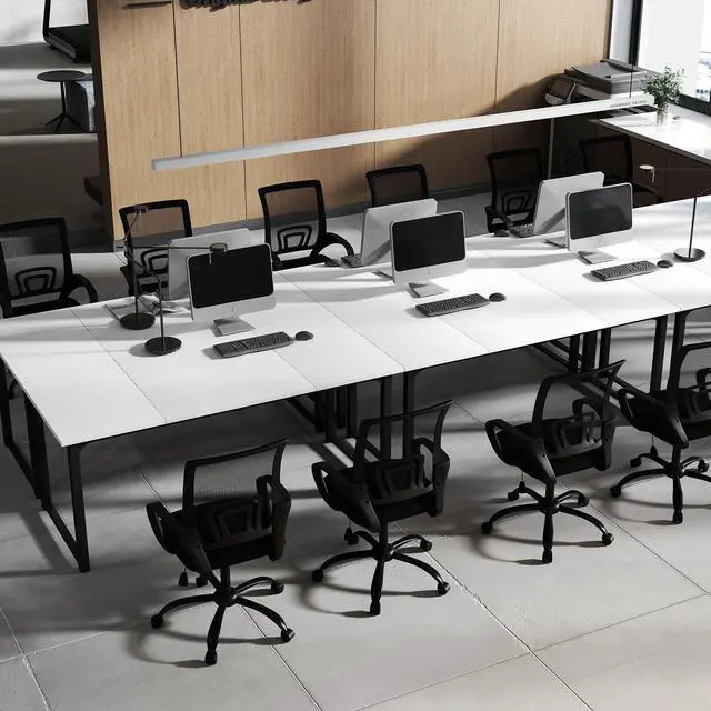 Alt view image 5 of 6 - 6FT Conference Table, 70.8" L x 31.5" W Office Table Meeting Room Table Modern Rectangular Boardroom Desk with Metal Frame, Black&Natural