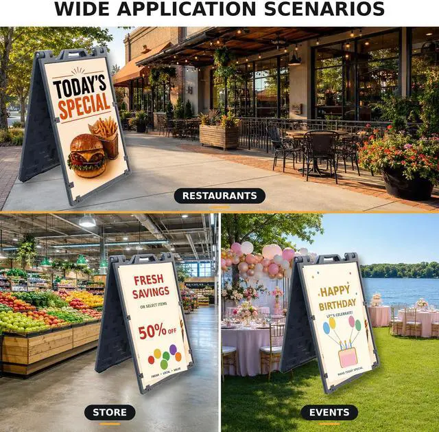 Alt view image 6 of 6 - A Frame Sidewalk Signs for Advertising, 24"x36" Double Sided Heavy Duty Portable Folding Sign Boards with Fillable Base for Restaurants, Retail Stores, Cafes and Street Outdoor (1 Pack)