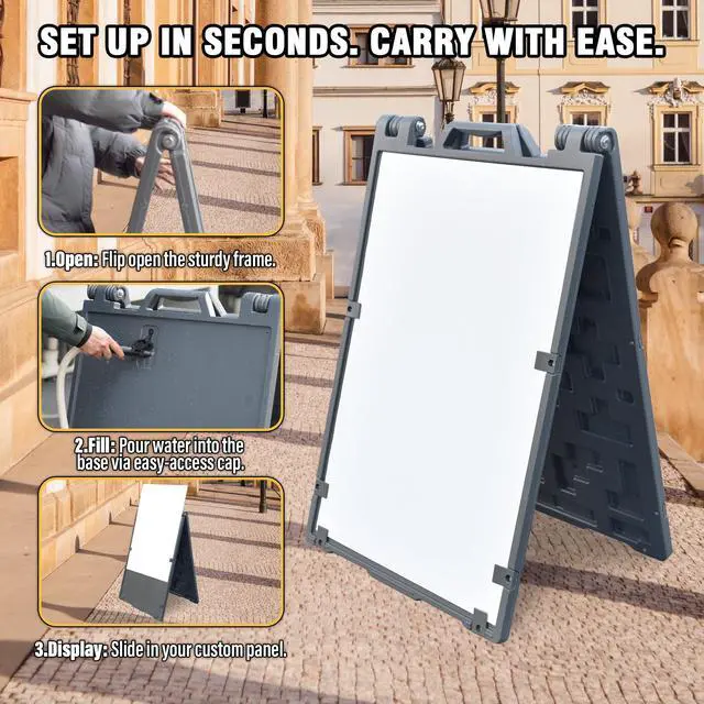 Alt view image 5 of 6 - A Frame Sidewalk Signs for Advertising, 24"x36" Double Sided Heavy Duty Portable Folding Sign Boards with Fillable Base for Restaurants, Retail Stores, Cafes and Street Outdoor (1 Pack)