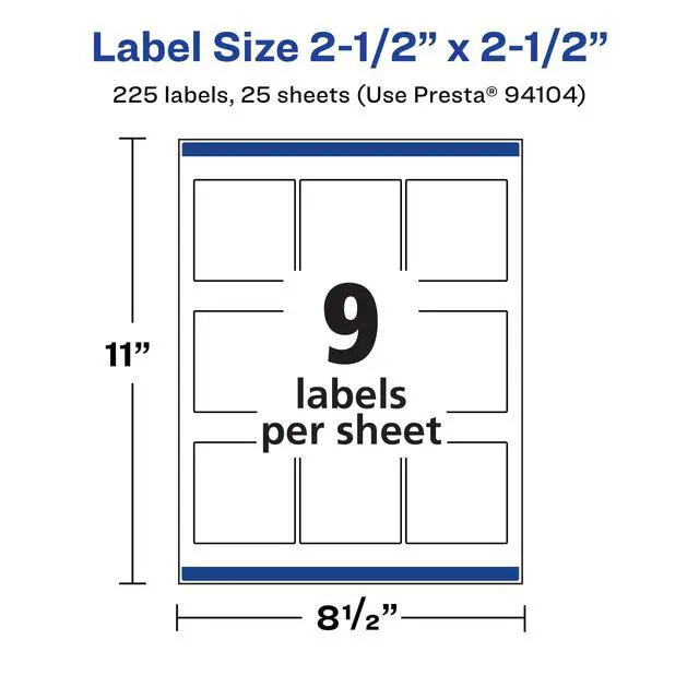 Alt view image 5 of 7 - ® Matte White Square Labels, Sure Feed® Technology, 2.5" x 2.5", 225 Matte White Printable Labels