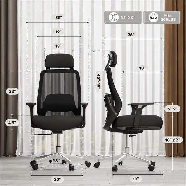 Alt view image 3 of 7 - Massage Office Chair, High Back Ergonomic Desk Chair with Adjustable Headrest, 3D Armrests, 2D Lumbar Heated Shiatsu Massager, 4-Position Recline, Foam Seat, Black