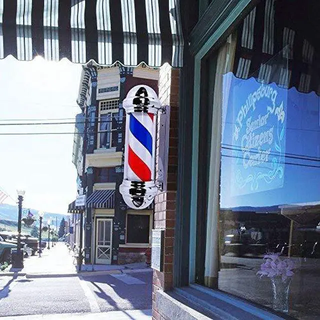 Alt view image 2 of 4 - 30" Barber Pole LED Light,Classic Style Hair Salon Barber Shop Open Sign,Rotating Red White Blue LED Strips,IP44 Waterproof Save Energy