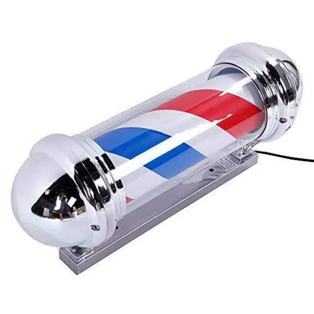 Alt view image 4 of 4 - 30" Barber Pole LED Light,Classic Style Hair Salon Barber Shop Open Sign,Rotating Red White Blue LED Strips,IP44 Waterproof Save Energy