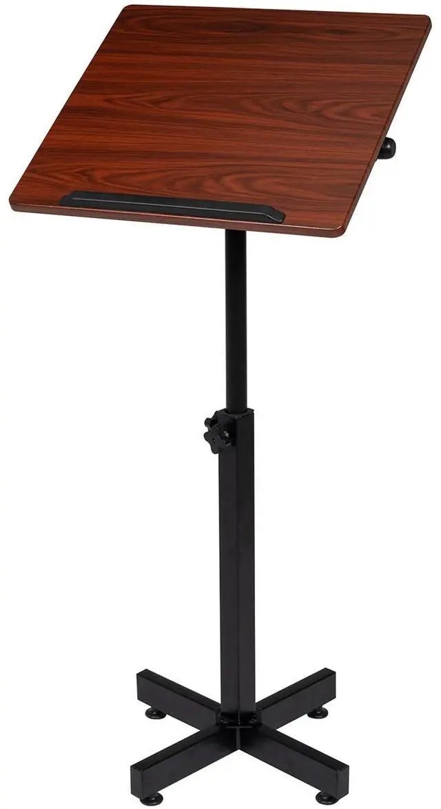 Main image of Classic Lectern Podium Stand, Height Adjustable Church Classroom Lecture, Portable Presentation Concert Podium, Multi-Function Reading or Laptop Desk with Edge Stopper, Brown (Brown)