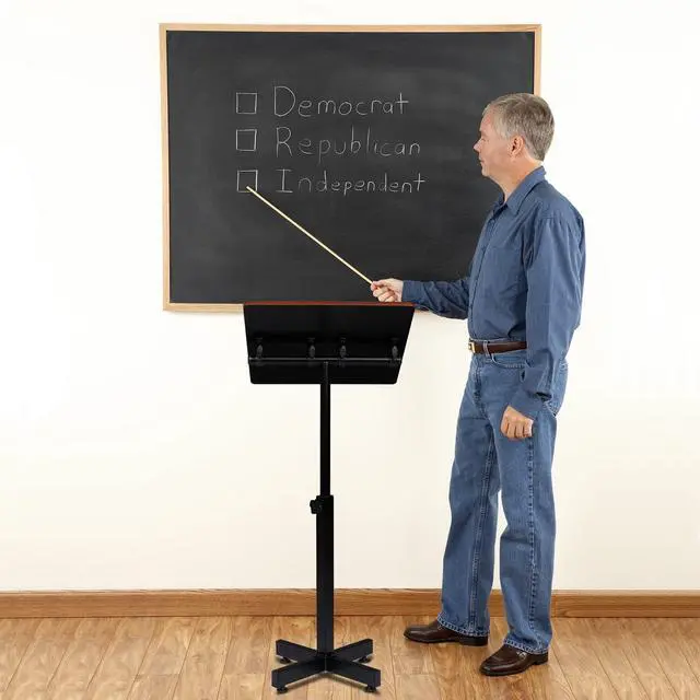 Alt view image 7 of 7 - Classic Lectern Podium Stand, Height Adjustable Church Classroom Lecture, Portable Presentation Concert Podium, Multi-Function Reading or Laptop Desk with Edge Stopper, Brown (Brown)