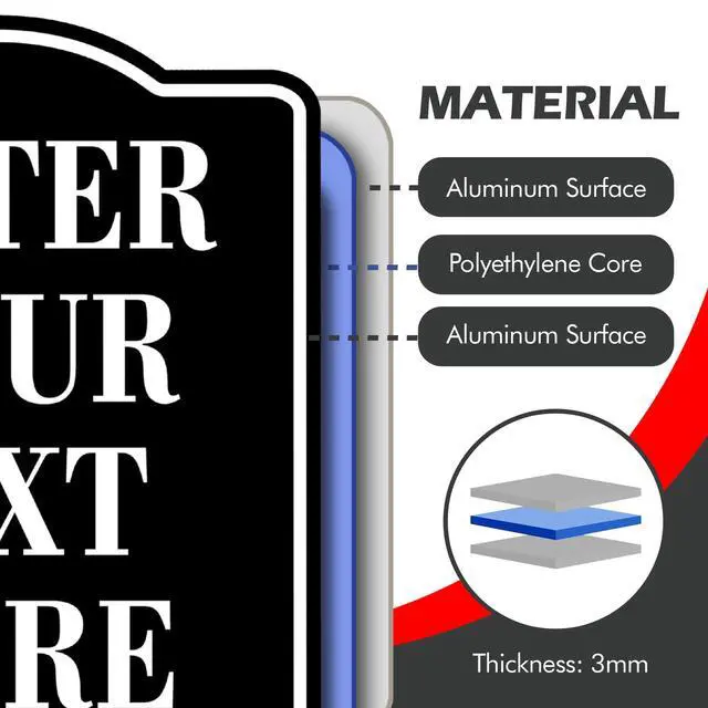 Alt view image 2 of 7 - Customize Sign Enter Your Text Here BLACK with White Text Aluminum Composite Sign