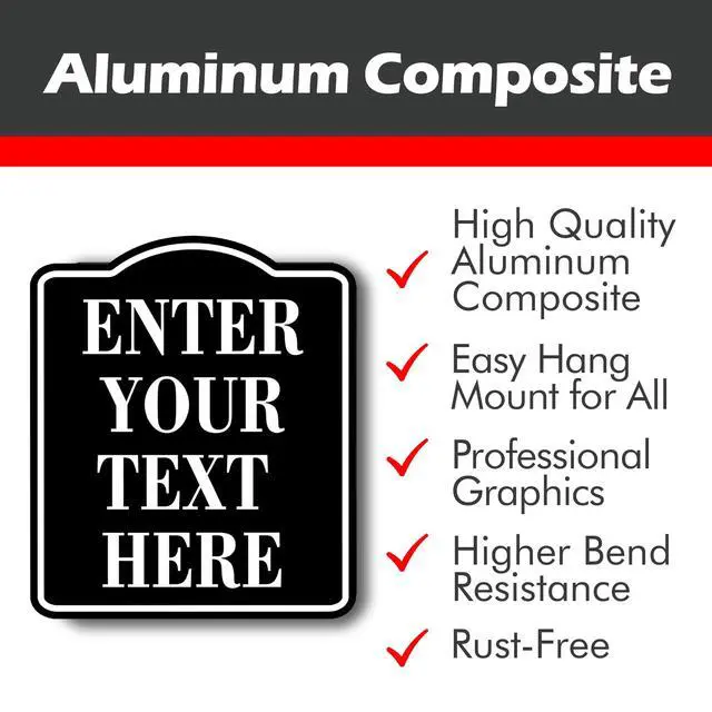 Alt view image 3 of 7 - Customize Sign Enter Your Text Here BLACK with White Text Aluminum Composite Sign