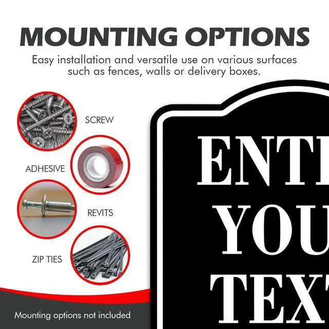 Alt view image 4 of 7 - Customize Sign Enter Your Text Here BLACK with White Text Aluminum Composite Sign