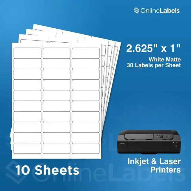 Alt view image 2 of 7 - Customizable Address & Mailing Labels - 2.625 x 1 - Permanent, White Matte - FBA Inventory, SKU - 30-Up - Pack of 300, 10 Sheets - for Inkjet/Laser Printers