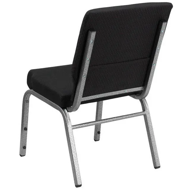 Alt view image 7 of 7 - Black Patterned 18.5" W Stacking Church Chair, 4-Pack | Silver Vein Frame, Fabric Upholstery