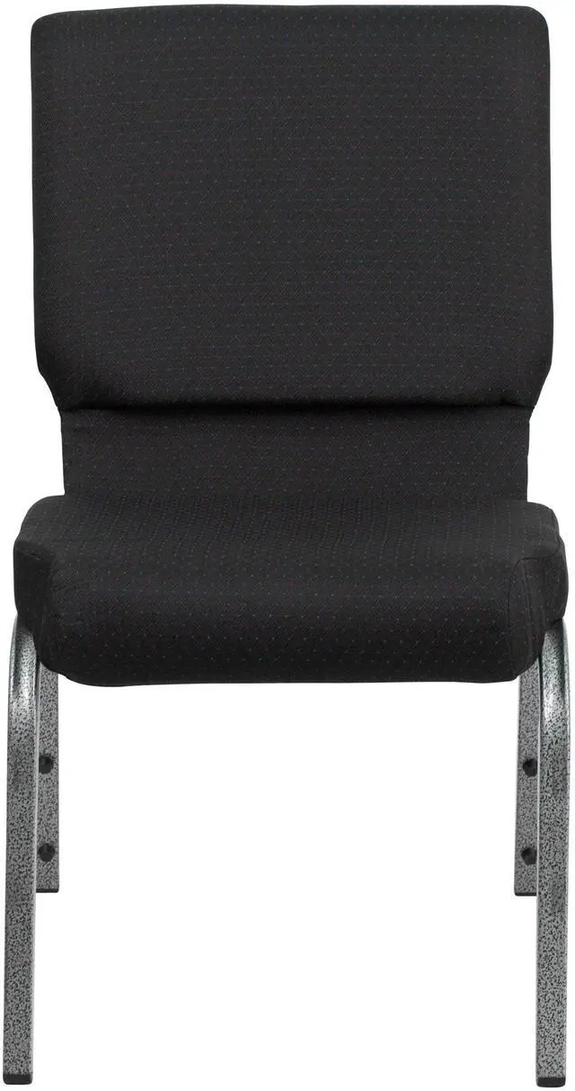 Alt view image 5 of 7 - Black Patterned 18.5" W Stacking Church Chair, 4-Pack | Silver Vein Frame, Fabric Upholstery