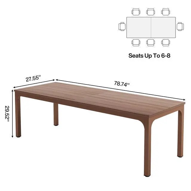 Alt view image 2 of 7 - 6.5FT Conference Table, 78.7-Inch Rectangle Meeting Seminar Table, Large Business Tables for 6-8 People (Only Table)