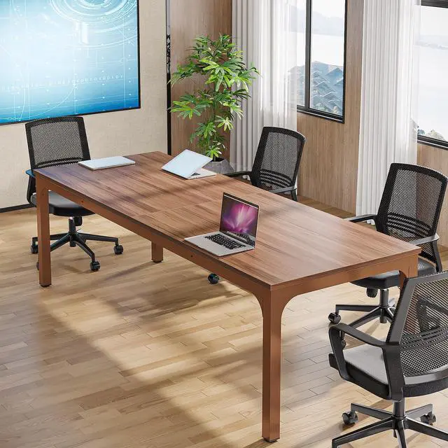 Alt view image 3 of 7 - 6.5FT Conference Table, 78.7-Inch Rectangle Meeting Seminar Table, Large Business Tables for 6-8 People (Only Table)