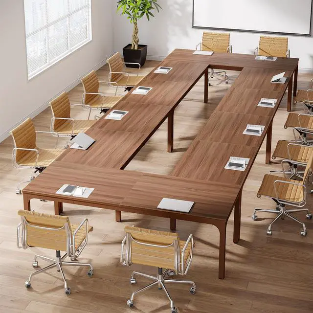 Alt view image 5 of 7 - 6.5FT Conference Table, 78.7-Inch Rectangle Meeting Seminar Table, Large Business Tables for 6-8 People (Only Table)