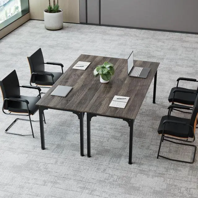 Main image of 6.5ft Conference Table with Flexible Configuration,Conference Room Table with Adjustable Footpads,Stable Structure,Large Rectangle Seminar Table for 4-22Person (2, Grey)