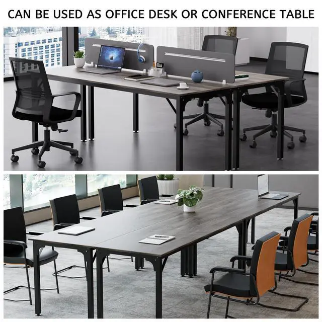 Alt view image 4 of 6 - 6.5ft Conference Table with Flexible Configuration,Conference Room Table with Adjustable Footpads,Stable Structure,Large Rectangle Seminar Table for 4-22Person (2, Grey)