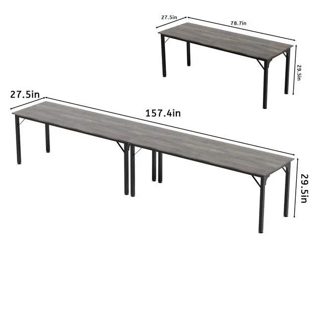 Alt view image 2 of 6 - 6.5ft Conference Table with Flexible Configuration,Conference Room Table with Adjustable Footpads,Stable Structure,Large Rectangle Seminar Table for 4-22Person (2, Grey)