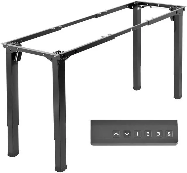 Main image of Black 4-Leg Dual Motor Standing Desk Frame, DESK-E4B | Electric, For Table Tops up to 84 x 43 inches and 220 lbs, Height Adjustable, Memory Presets, Frame Only