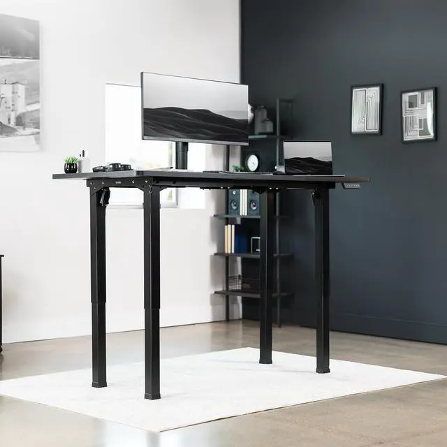 Alt view image 2 of 7 - Black 4-Leg Dual Motor Standing Desk Frame, DESK-E4B | Electric, For Table Tops up to 84 x 43 inches and 220 lbs, Height Adjustable, Memory Presets, Frame Only