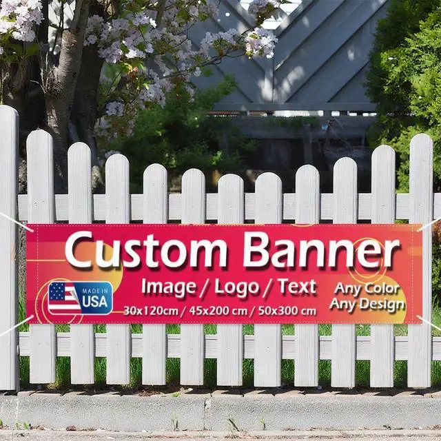 Alt view image 2 of 6 - Custom Banner Personalized Backdrop Sign for Business Event Birthday Party Outdoor Indoor, Customize Flag Poster with Logo Photo Text, Rustproof Grommets (Style 2)