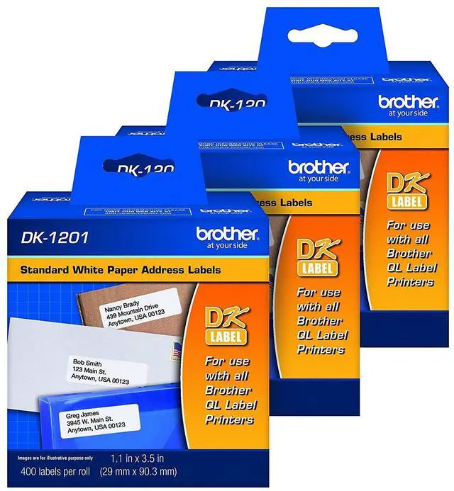 Main image of Genuine DK-1201 Die-Cut Standard Address Labels, 400 Labels per Roll, 3 Rolls for Use with All QL Label Printers