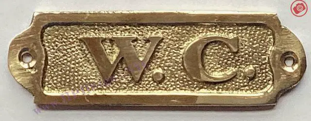 Main image of BRASS W.C. DOOR SIGN (BRASS, 3.75 X 1.25 INCH)