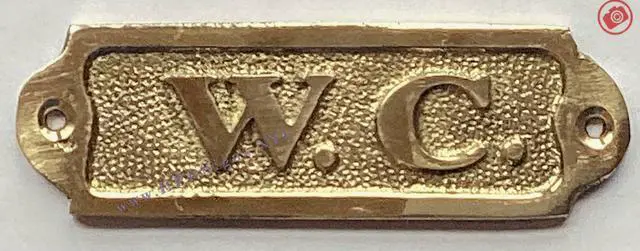 Alt view image 2 of 4 - BRASS W.C. DOOR SIGN (BRASS, 3.75 X 1.25 INCH)