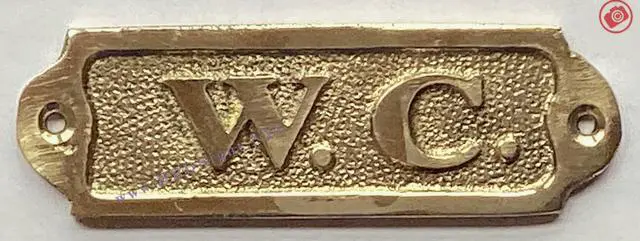 Alt view image 3 of 4 - BRASS W.C. DOOR SIGN (BRASS, 3.75 X 1.25 INCH)