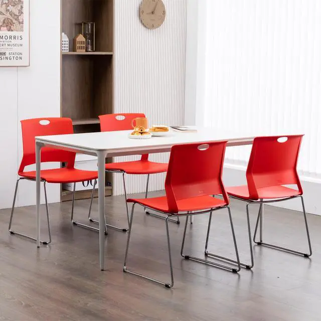 Alt view image 2 of 7 - Red Stacking Chairs-Set of 4