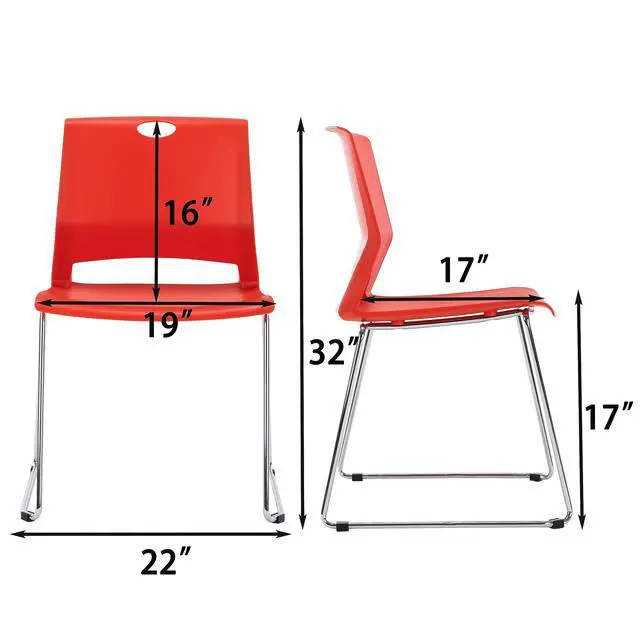 Alt view image 3 of 7 - Red Stacking Chairs-Set of 4