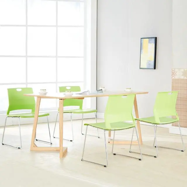 Alt view image 2 of 6 - Stacking Chairs for Business, Modern Dining Chairs for Home-Green (Set of 4)