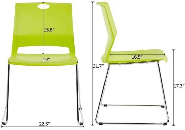 Alt view image 3 of 6 - Stacking Chairs for Business, Modern Dining Chairs for Home-Green (Set of 4)