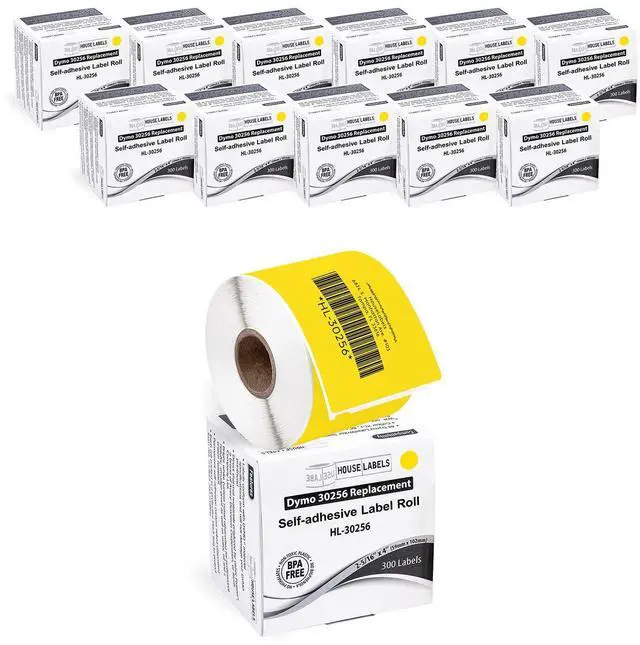 Main image of Compatible with Dymo 30256 Labels, Yellow, 2-5/16" x 4" | Shipping Labels; Compatible With Dymo LW 450, 4XL (Not 5**, 5XL), Rollo & Zebra; 12 Rolls /3600 Labels