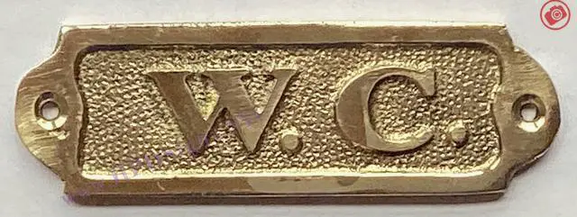 Alt view image 4 of 4 - BRASS W.C. DOOR SIGN (BRASS, 3.75 X 1.25 INCH)