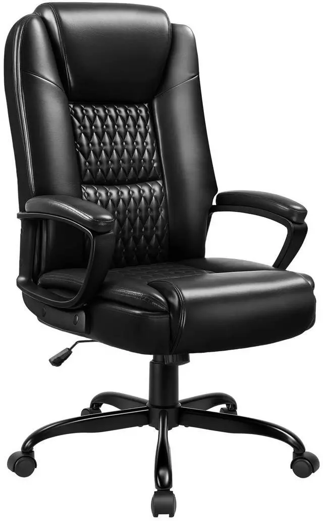 Main image of Home Office Executive Desk Chair, High Back PU Leather Chair, Height Adjustable Swivel Computer Chair with Padded Armrest (Black)