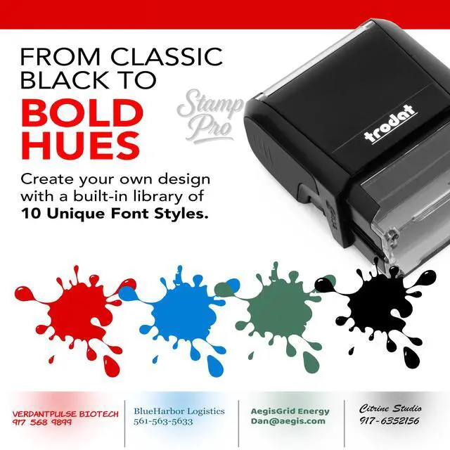 Alt view image 6 of 7 - Stamp Pro Self Inking 2 Line Custom Stamp Personalized Name or Text Stamp for Home, School, Crafts & Business Use Choose Size, Font Style & Ink Color (Medium)