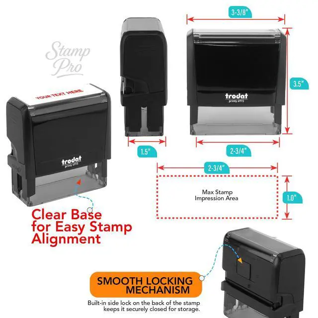 Alt view image 2 of 6 - Stamp Pro Self Inking 2 Line Custom Stamp Personalized Name or Text Stamp for Home, School, Crafts & Business Use Choose Size, Font Style & Ink Color (Extra Large)