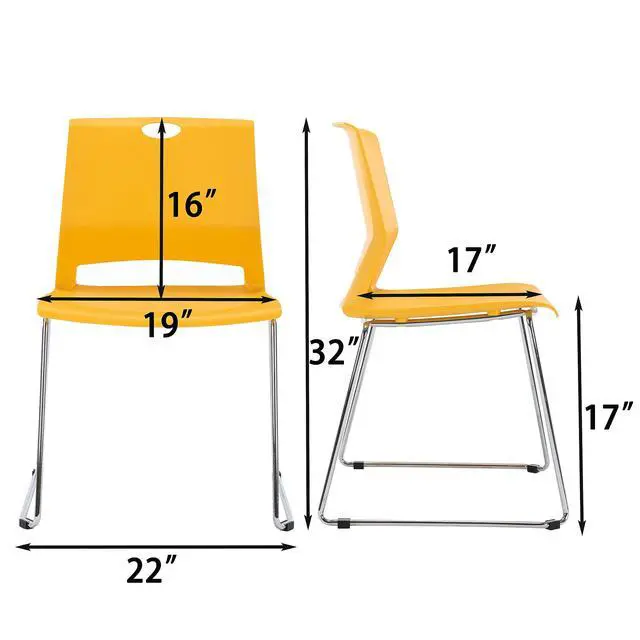 Alt view image 2 of 6 - Yellow Stacking Chairs-Set of 4