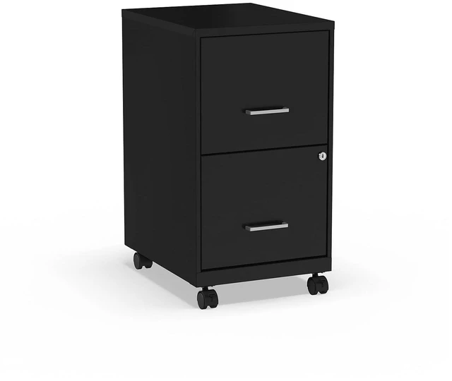 Main image of Vertical File Cabinet, Letter/Legal, 2-Drawer, Locking, Black | Compatible storage for letter and legal documents in offices