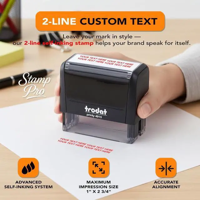 Alt view image 4 of 6 - Stamp Pro Self Inking 2 Line Custom Stamp Personalized Name or Text Stamp for Home, School, Crafts & Business Use Choose Size, Font Style & Ink Color (Extra Large)