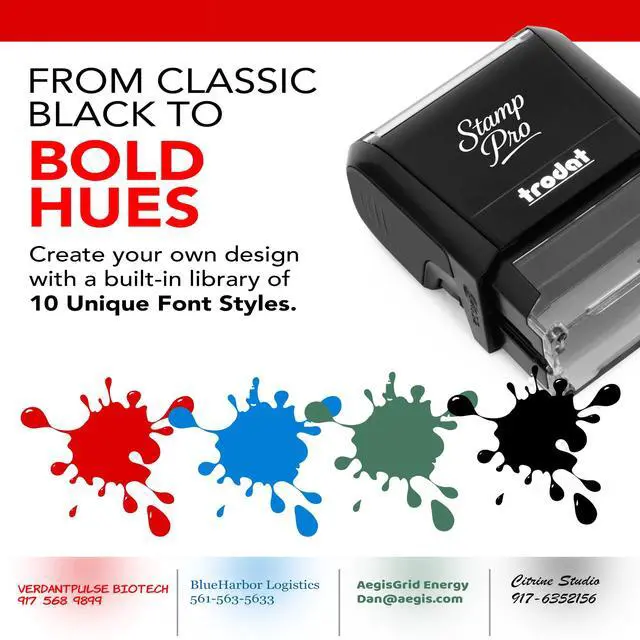Alt view image 5 of 6 - Stamp Pro Self Inking 2 Line Custom Stamp Personalized Name or Text Stamp for Home, School, Crafts & Business Use Choose Size, Font Style & Ink Color (Extra Large)