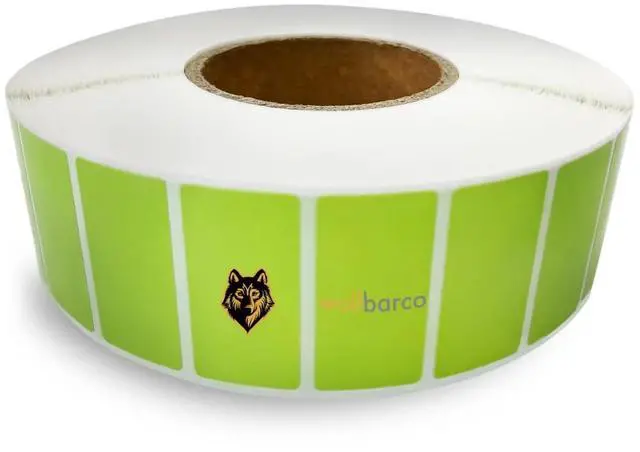 Main image of Direct Thermal Paper Label/IndustrialGrade 2" x 1", with Perforation, 3" Core, 8" OD, 5500 Labels/Roll (8 Rolls/Box) - Green