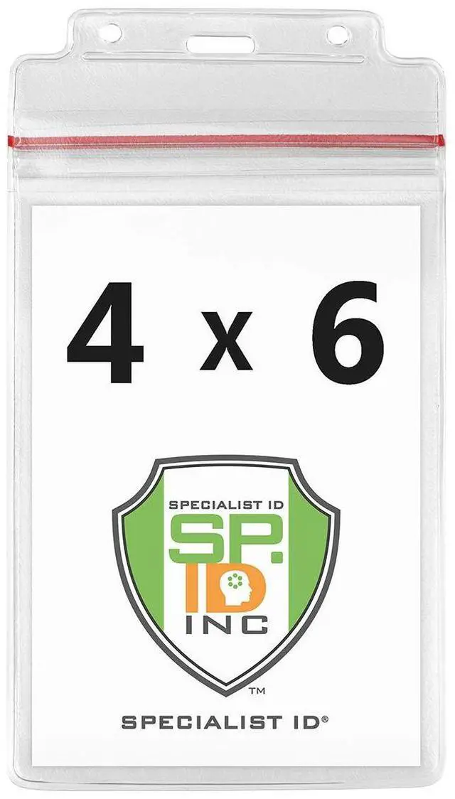 Main image of Bulk 100 Pack - Extra Large Waterproof Badge Holder - 4 X 6 Inch Passport & International Immunization Card - Heavy Duty Resealable Zip Top Closure by (Great for Cruise Essentials)
