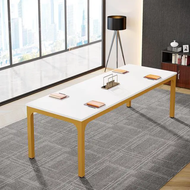 Main image of 6.5FT Conference Table, 78.7'' Rectangular Meeting Desk for 6-8 | Modern Extra Long Office Table with Wooden Tabletop, Easy Assembly Large Office Bussiness Desk with Metal Leg for Office