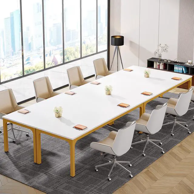 Alt view image 5 of 7 - 6.5FT Conference Table, 78.7'' Rectangular Meeting Desk for 6-8 | Modern Extra Long Office Table with Wooden Tabletop, Easy Assembly Large Office Bussiness Desk with Metal Leg for Office