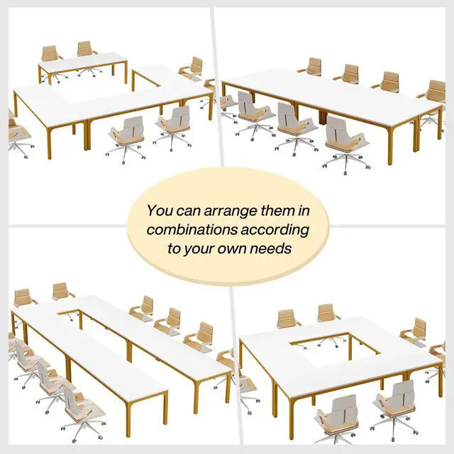 Alt view image 6 of 7 - 6.5FT Conference Table, 78.7'' Rectangular Meeting Desk for 6-8 | Modern Extra Long Office Table with Wooden Tabletop, Easy Assembly Large Office Bussiness Desk with Metal Leg for Office