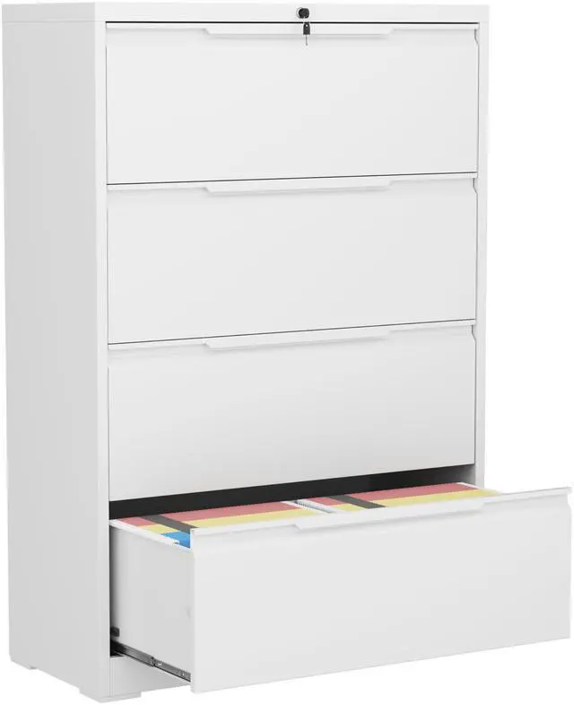 Main image of 4 Drawer Lateral File Cabinet with Lock,Metal File Cabinets for Home Office,Locking Filing Cabinet for Letters/Legal/A4 Size, Assembly Required,White 4 Drawer-36 W