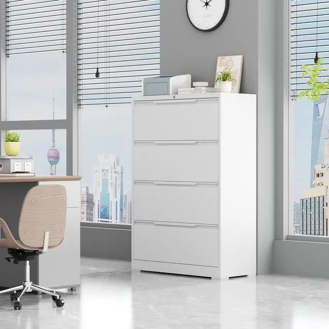 Alt view image 2 of 7 - 4 Drawer Lateral File Cabinet with Lock,Metal File Cabinets for Home Office,Locking Filing Cabinet for Letters/Legal/A4 Size, Assembly Required,White 4 Drawer-36 W
