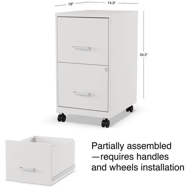 Alt view image 2 of 7 - Mobile Pedestal File Cabinet, 2-Drawer, Letter/Legal, Locking | Rolling storage for letter and legal documents in office settings